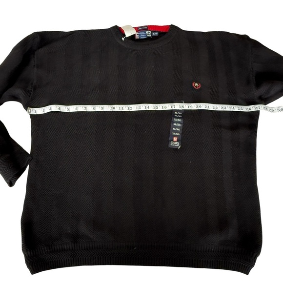 VTG CHAPS Ralph Lauren Sweater 100% Cotton Black Crew Neck Men XL Preppy NWT - Picture 7 of 10